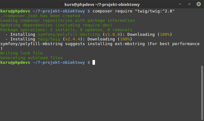 Instalacja Twiga przez Composer: composer require twig/twig:^2.0