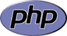 Logo PHP - fioletowy owal z czarnymi literami php w białej wąskiej ramce